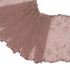 Вышивка на сетке эластичная кофейно-розовая 26 см