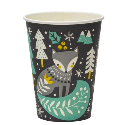 Стакан 300 мл бумажный d=90 мм Снежное рождество для горячего