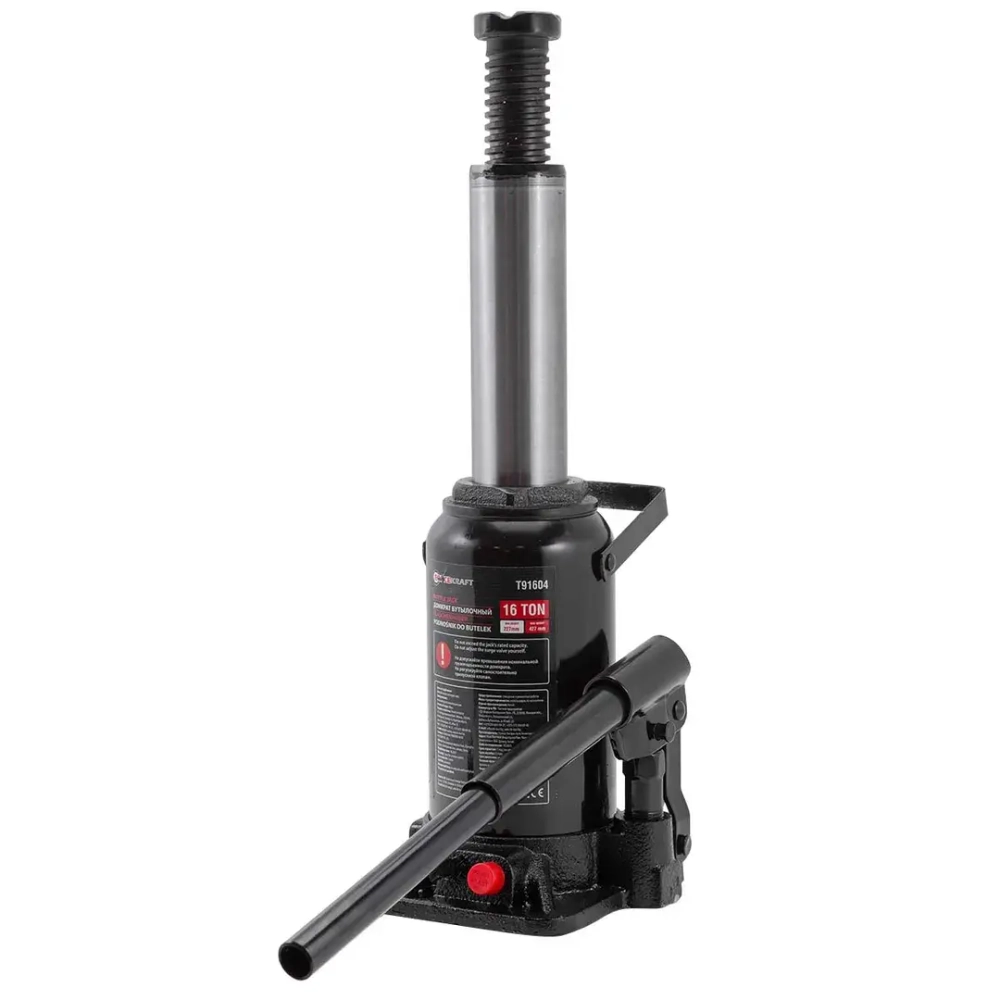 Домкрат бутылочный 16т с клапаном (h min-227мм, h max-427мм) FORCEKRAFT FK-T91604(DS)