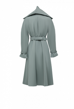 Фисташковый плащ с отстегивающимся капюшоном