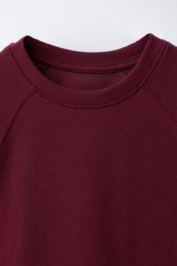 ZARA БАЗОВАЯ ФУТБОЛКА С РУКАВАМИ РЕГЛАН, БУРГУНДИ