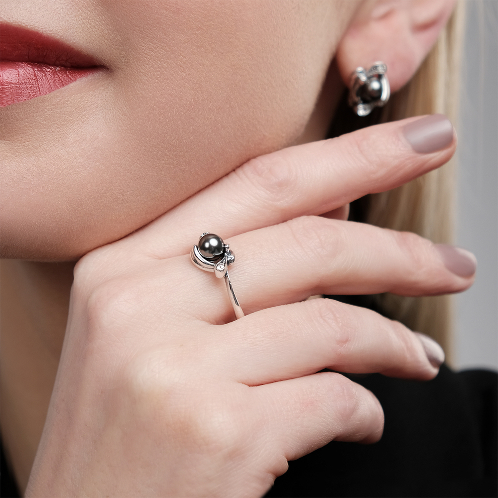 "Фрой" кольцо в серебряном покрытии из коллекции "Жемчужная" от Jenavi