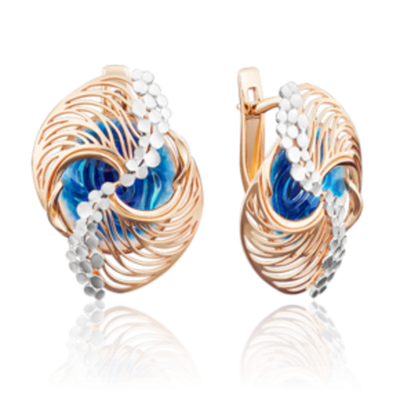 Серьги с английским замком из красного золота c эмалью Артикул: 02-3928-00-000-1110-48