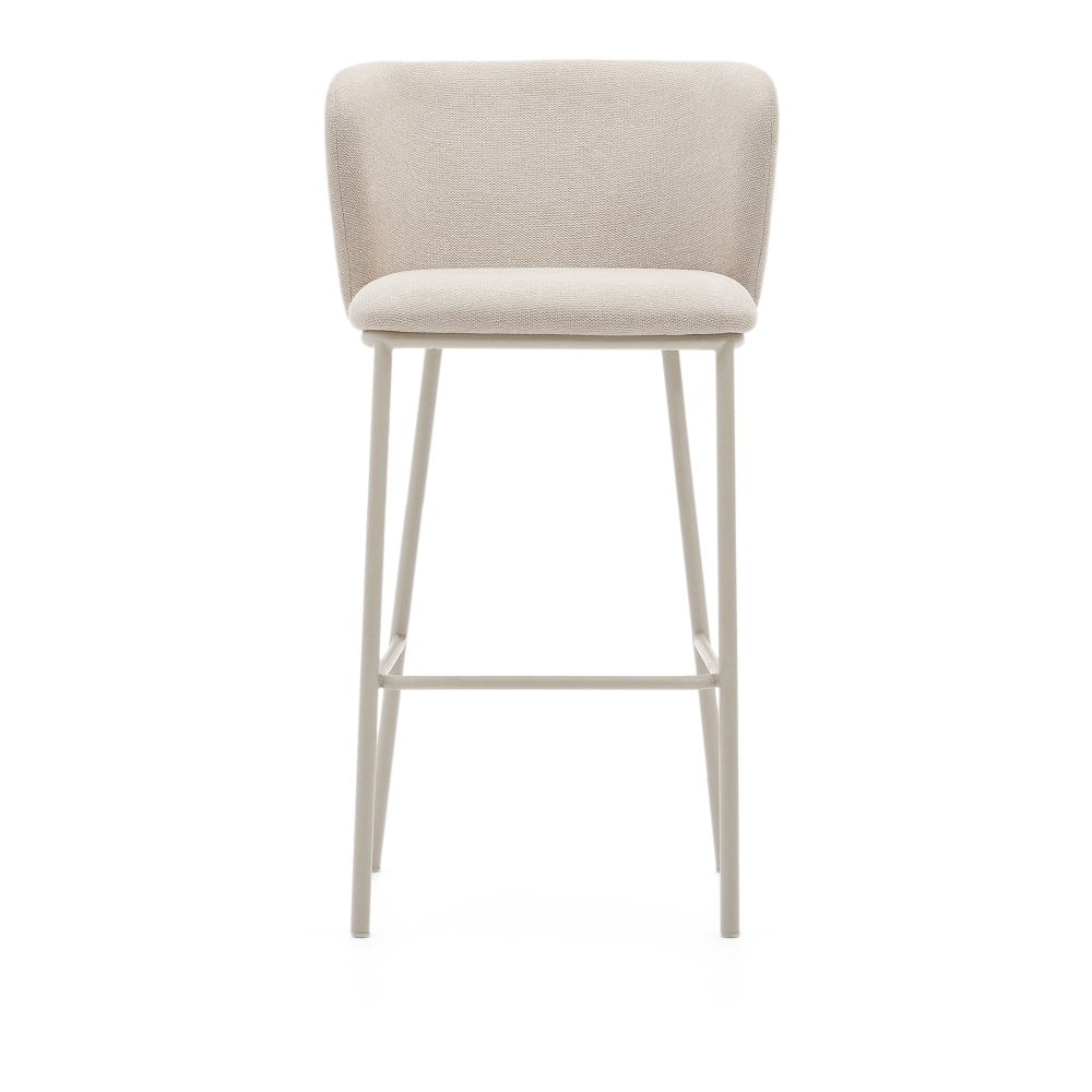 Барный стул Ciselia из бежевого шенилла и бежевой стали, 75 см