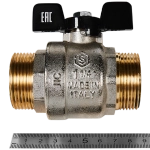 Кран шаровой полнопроходной STOUT - 1"1/4 (НР/НР, PN40, Tmax 150°C, ручка-бабочка черная)