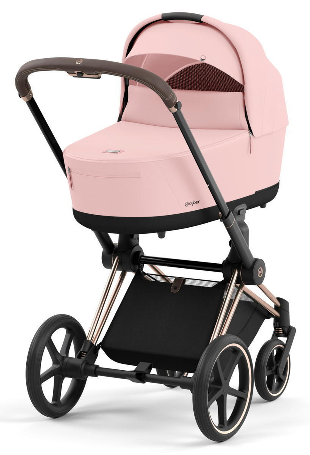Коляска 3 в 1 Cybex Priam IV Rosegold complete и автокресло Aton S2 i-Size Moon Black Peach Pink