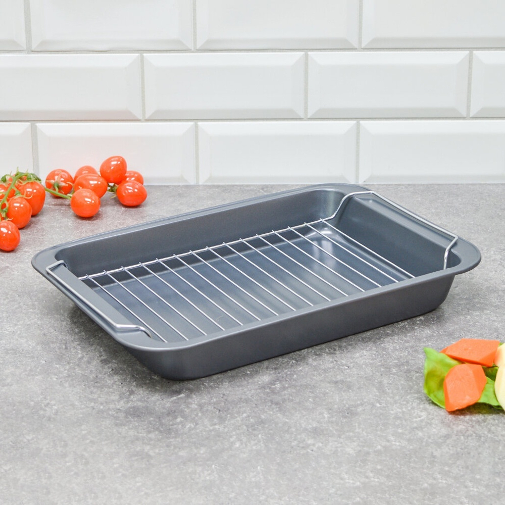 Противень с решеткой, 25,2*37,2*5,5см, 544гр, NN16413-01