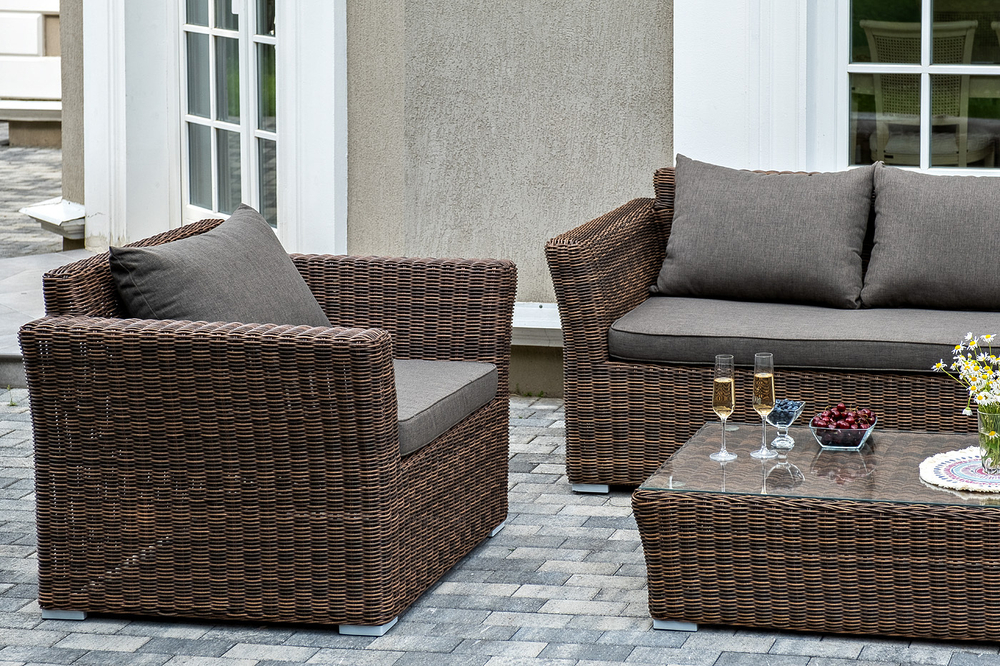 "Капучино" лаунж-зона из искусственного ротанга, цвет коричневый