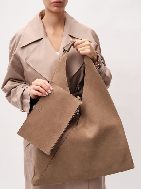 Замшевая сумка Luna DBR 31373 серо-коричневый