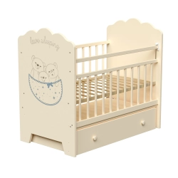 Кровать детская "Love sleeping" с поперечным маятником и ящиком, цвет слоновая кость