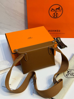 Коричневая мужская сумка Hermes Videpoches