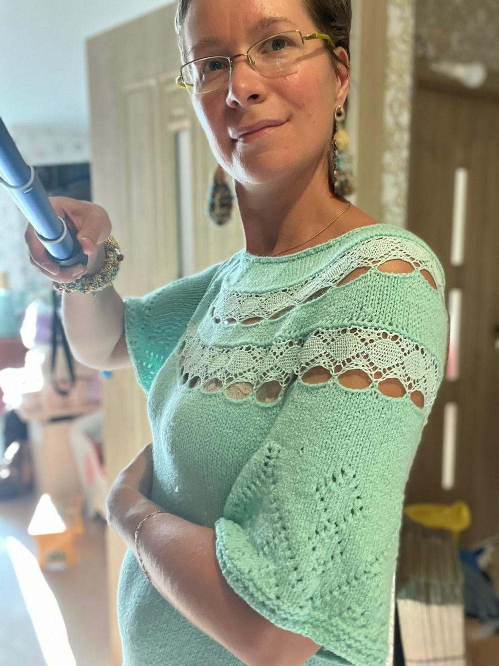 Набор Пряжи для вязания Микс с Кружевом хлопок люрекс