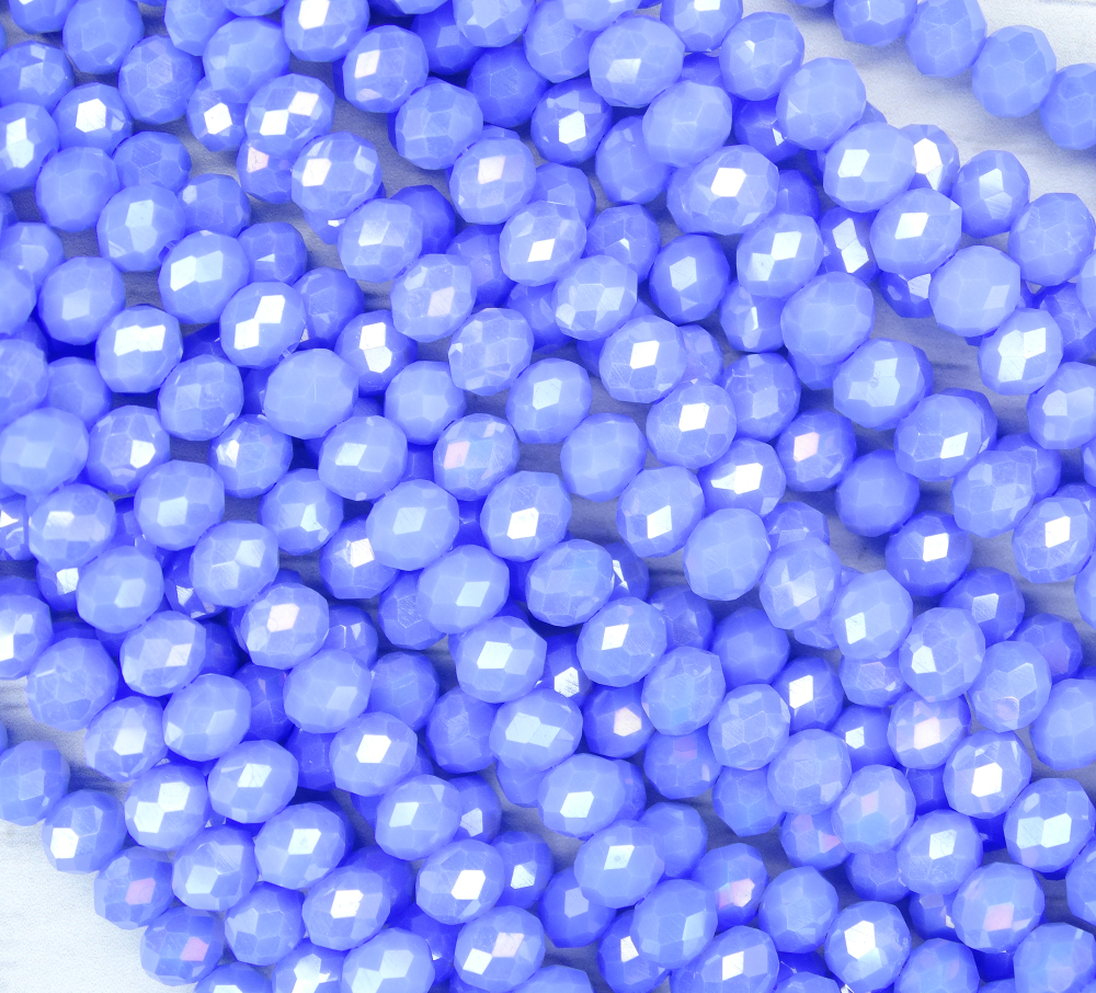 БН017ДС46 Хрустальные бусины "рондель", цвет: сиренево-голубой AB непрозрачный, 4х6 мм, 58-60 шт.