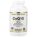 California Gold Nutrition, коэнзим Q10, убихинон класса USP с экстрактом чёрного перца Bioperine®, улучшенная биодоступность, 100 мг, 360 растительных капсул