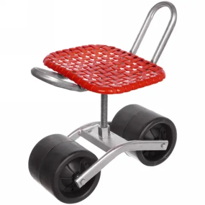 Стул садовый на колесах для прополки и работы в саду 35*47*14см с поворотным механизмом(360°), цвет красный