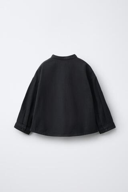 ZARA РУБАШКА В КЛЕТКУ С ВЫШИВКОЙ И КАРМАНОМ, СЕРЫЙ