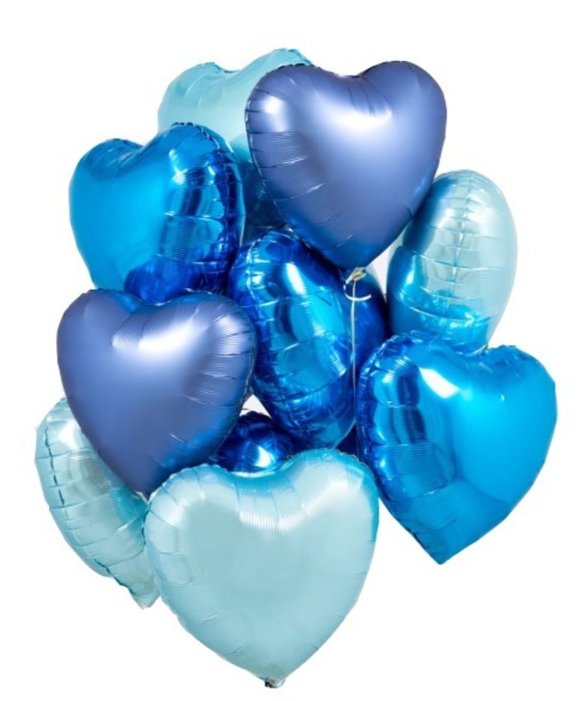 Шары с гелием сердца синие и голубые в подарок мальчику или мужчине