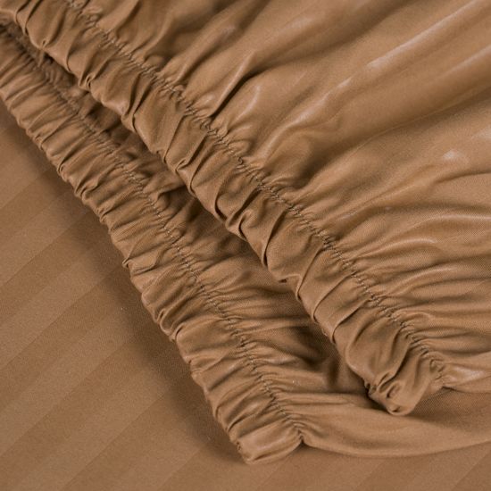 Простыня на резинке Brown, 90x200х30, страйп полисатин HOMY