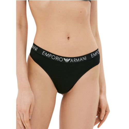 Женские трусы тонги набор из 2 штук (черные) Emporio Armani 163333_CC318 17020