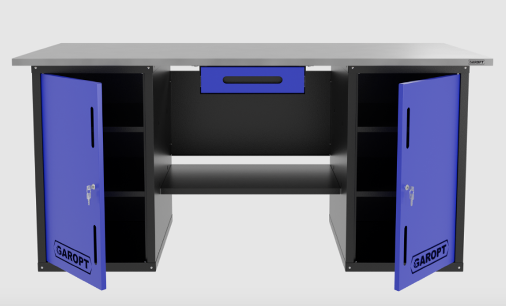 Верстак двухтумбовый с ящиком, синий 1800*700 Garopt, GT1800DDY1.blue