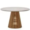Alcaufar Круглый уличный стол из массива тикового дерева и серого цемента Ø 120 см
