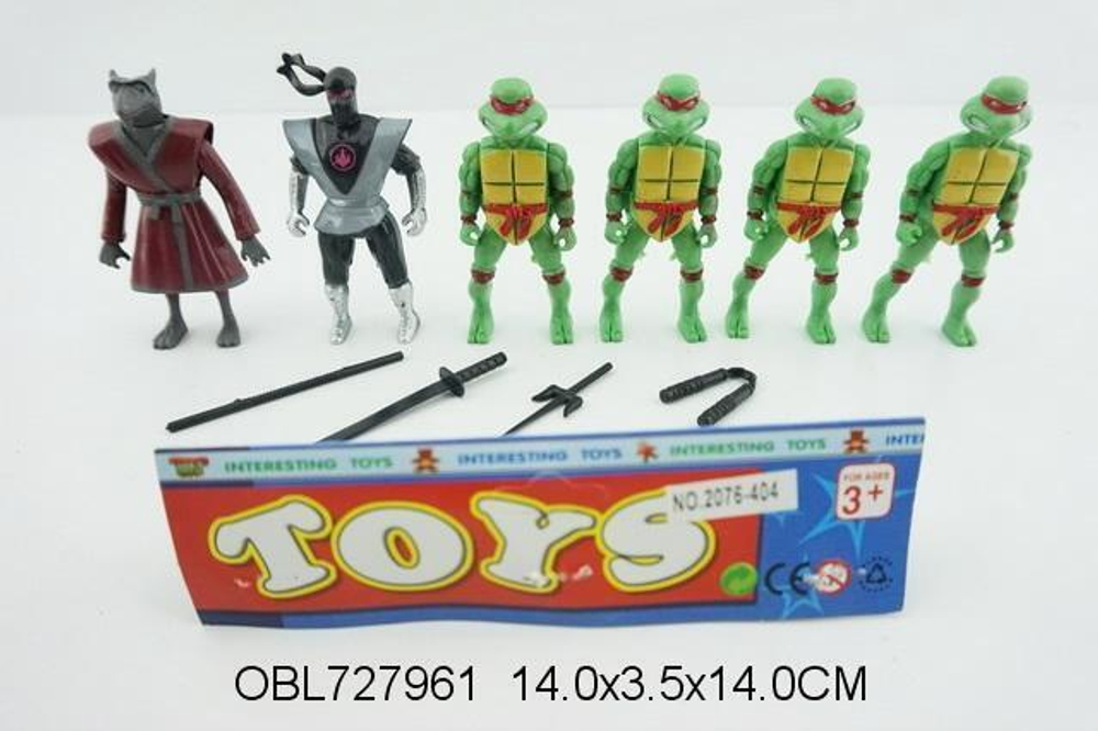 Набор фигурок Черепахи 6шт, пакет 2076-404