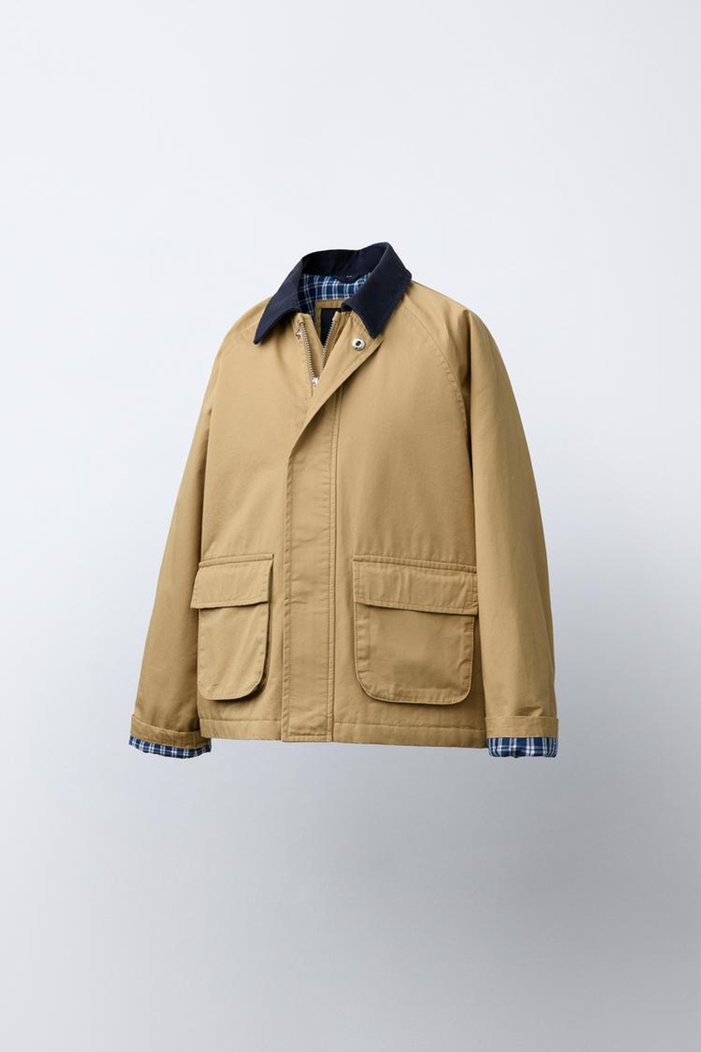 ZARA КУРТКА С КОНТРАСТНЫМ ВОРОТНИКОМ, РЫЖЕВАТО-КОРИЧНЕВЫЙ