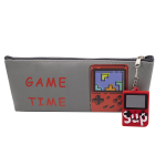 Пенал - косметичка Alingar, ПВХ, молния, 80 х 200 мм, брелок, "GAME", микс (зелен,серый, голуб,желт), игра - тетрис