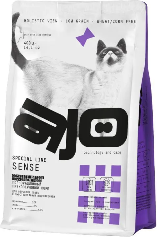 AJO 400г. Cat Sense корм для кошек с Чувствительным пищеварением