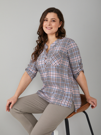 Блузка БЛ-131/коричнево-розоваяклетка