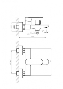 Смеситель для ванны и душа Haiba HB60590-7, Черный