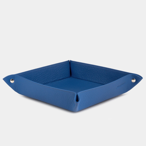 Лоток для мелочей из натуральной кожи теленка, синего цвета