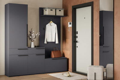 Прихожая Лорена Пакс-2 Серый Графит 162 PE 200*40*200 см, Серый   Фиеста