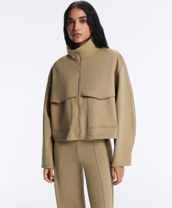 Oysho Куртка Boxy с эффектом неопрена, бежево-зеленый