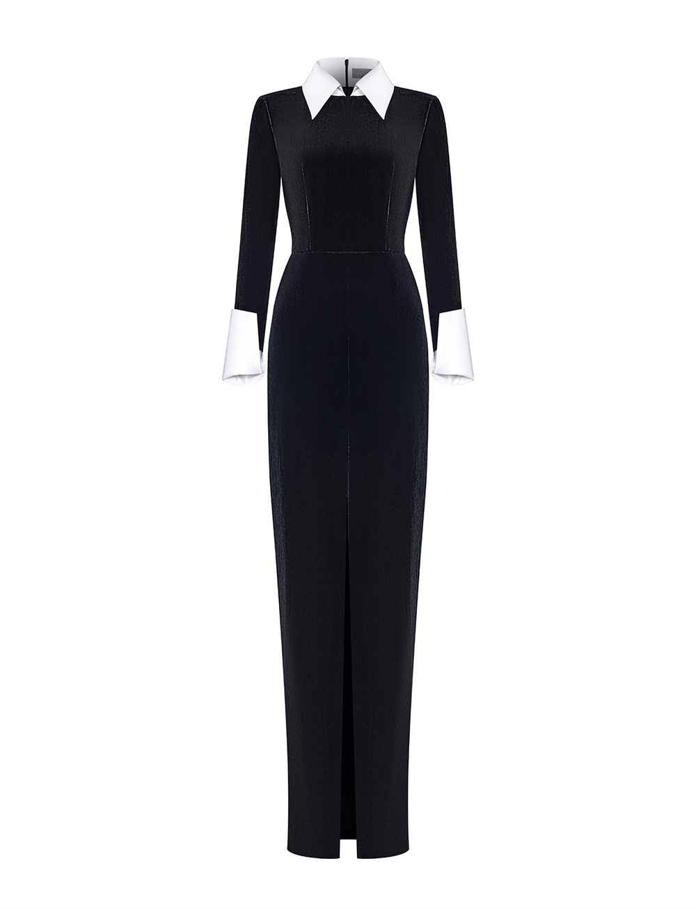 Платье макси из бархата и сатина с разрезом