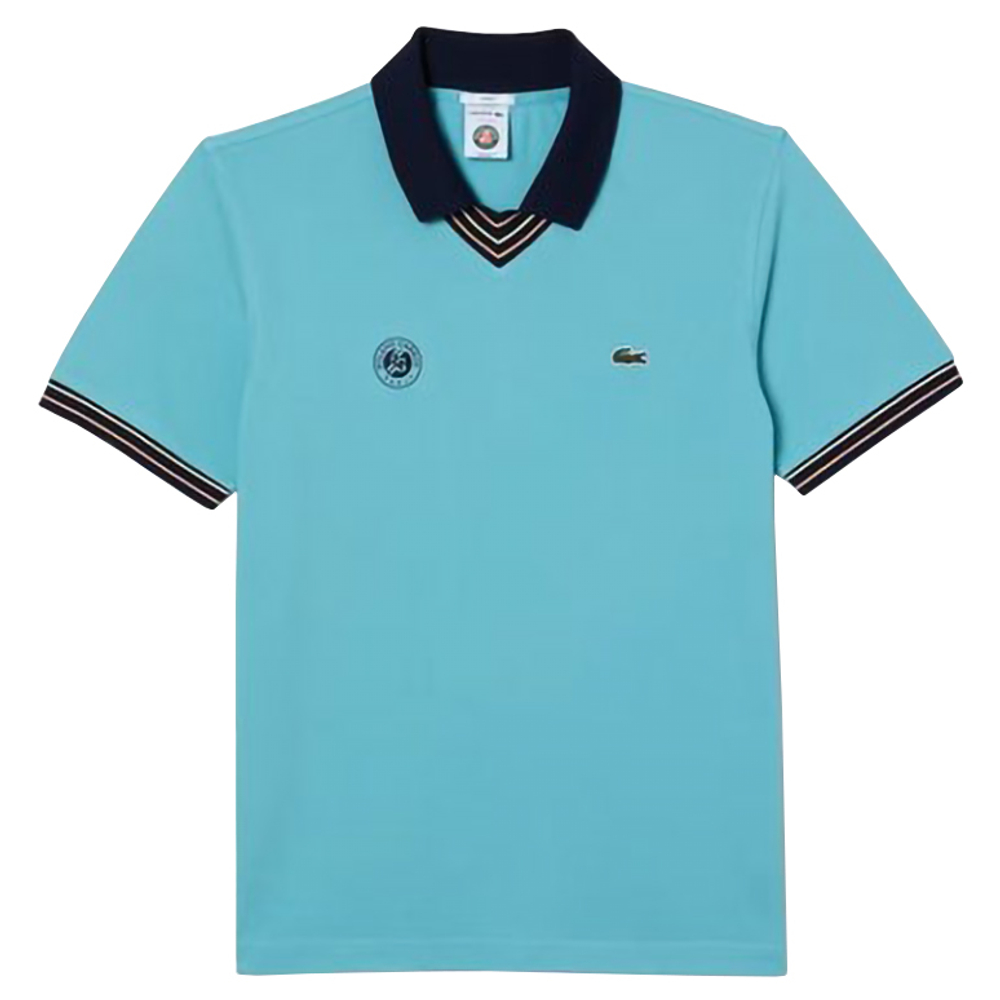 Теннисное поло Lacoste Sport Roland Garros Edition V-Neck - turquoise/navy blue