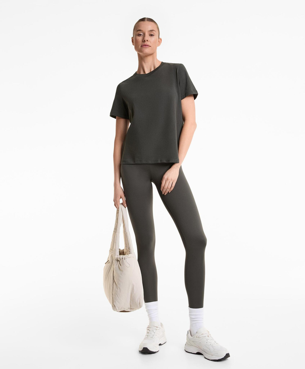 Oysho Футболка из смесового хлопка с коротким рукавом, темно-свинцовый