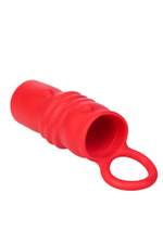 Насадка на пенис Black & Red с кольцом рельефная силиконовая (красная) (Цвет: красный)