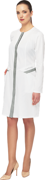 Халат женский КАРИНА белый-серый ткань Оптима
