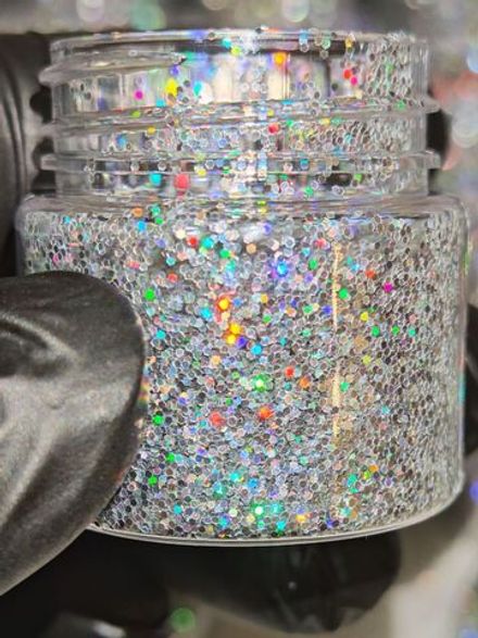 Блёстки Глиттеры 801-06мм - Серебро голографик - универсальные