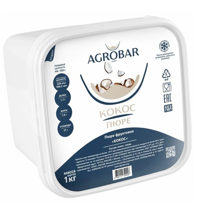 Пюре замороженное Кокос «AGROBAR» 1 кг