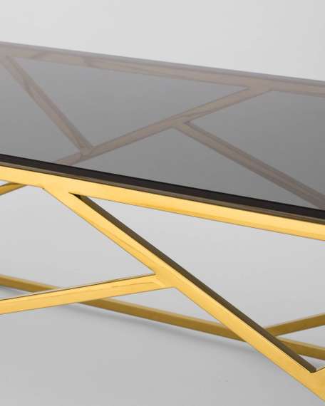 Журнальный стол 120*60 АРТ ДЕКО стекло smoke сталь золото