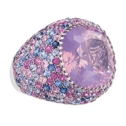 Кольцо c Лавандовым Кварцем и Цветными Сапфирами, R0040-4/44