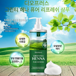 Deoproce Greentea Henna Pure Refresh Hair Pack маска для волос с зеленым чаем и хной