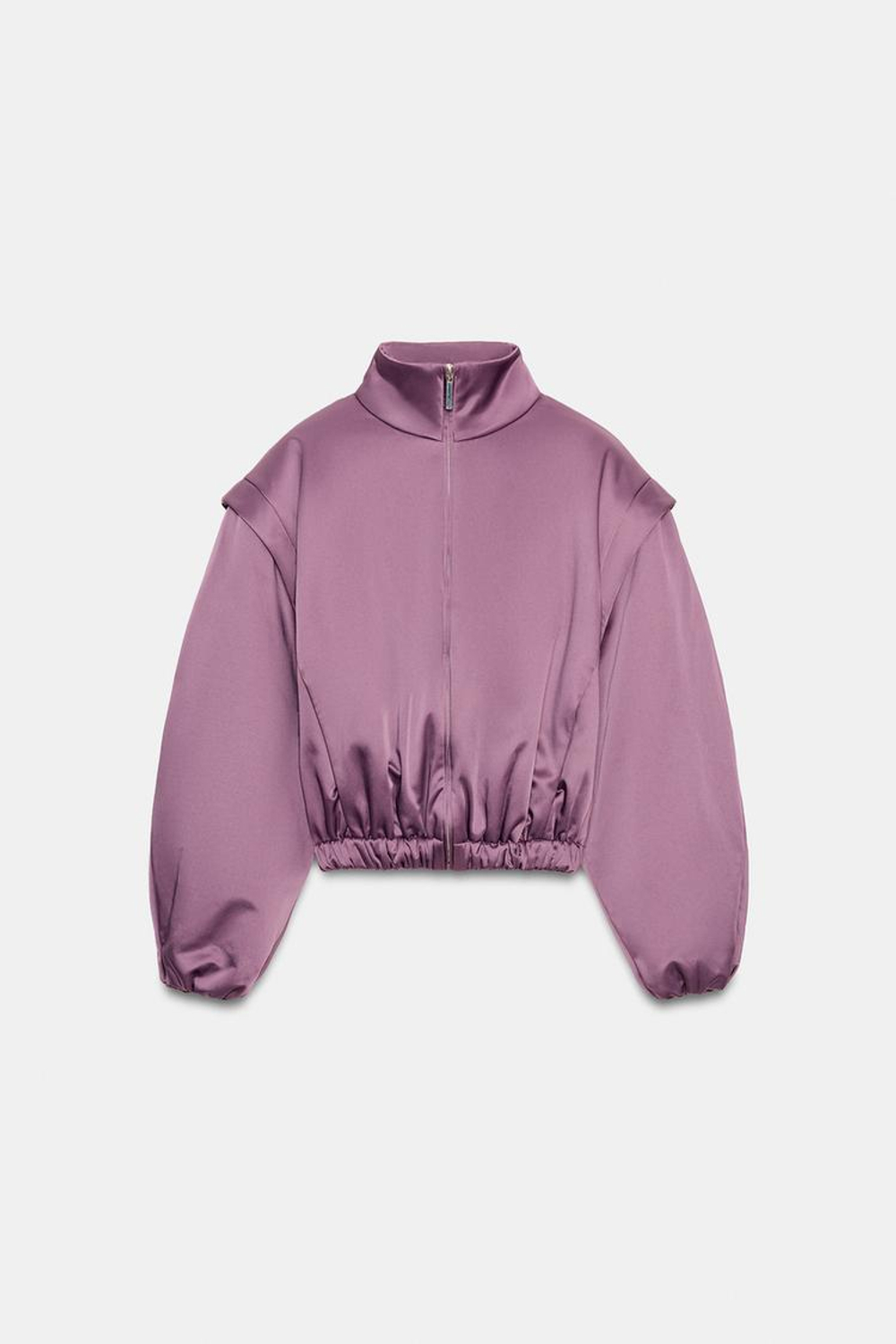 ZARA СТЕГАНАЯ КУРТКА С ВЫДЕЛЕННОЙ ЛИНИЕЙ ПЛЕЧ, СИРЕНЕВЫЙ