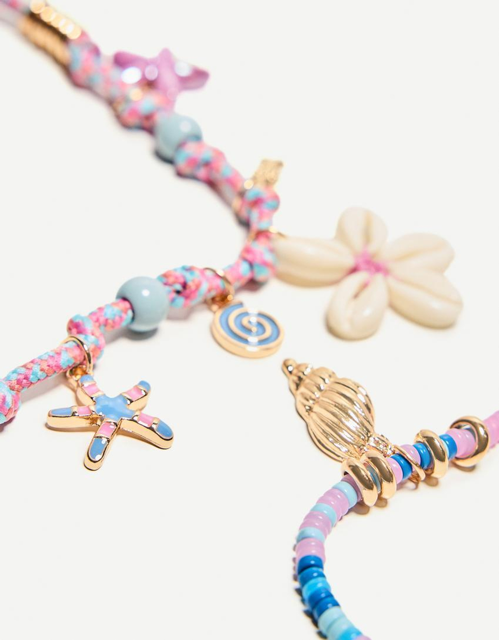 BERSHKA Ожерелье с цветочной подвеской, розовый