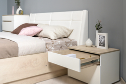 Муссон кровать 11.28 Дуб Эндгрейн/к/з Марвел вайт