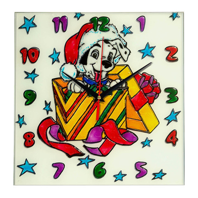 Часы раскраска на стекле для детей "Новогодний подарок" Декор для дома, подарок