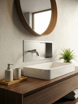 Смеситель для раковины STWORKI STUDIO S510401S С ВНУТРЕННЕЙ ЧАСТЬЮ, с полкой, сталь