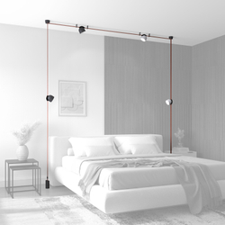 DK5543-WH+BK Поворотный светильник для трека-ремня Belty, серия Spot, со светодиодом, D100*H107мм, 48V DC, 12W, RA90, 120°, 3000K, IP20, белый с черным, алюминий